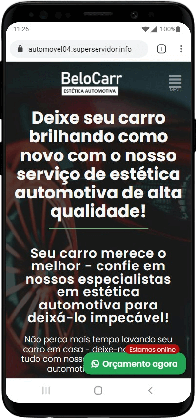 Projeto de site criado para empresa de estética automotiva